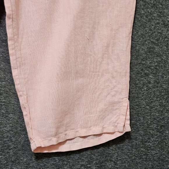 Russ Berens Pants Womens Size Large 100% Linen Pink Elastic Waist Loose Fit - Picture 3 of 15